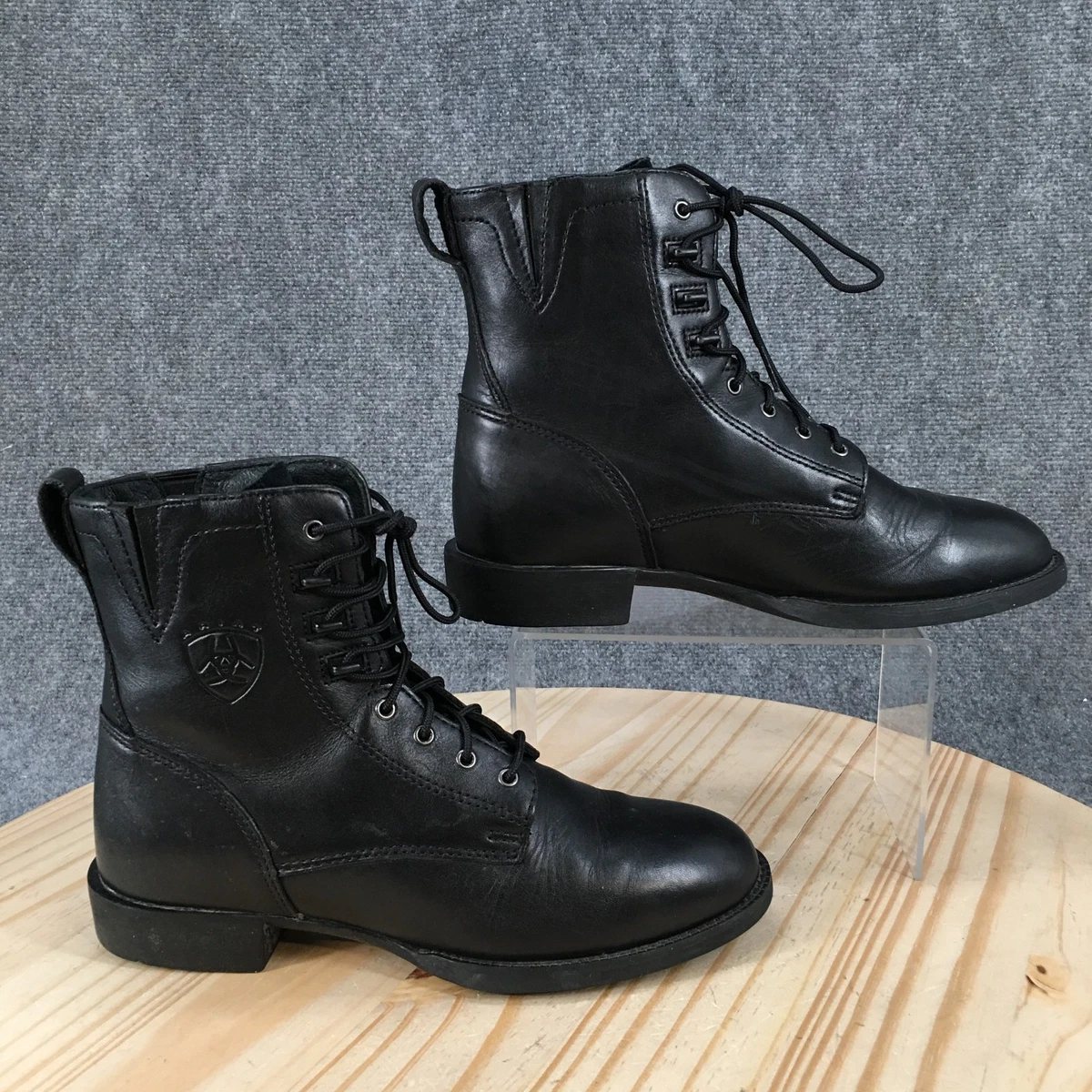 Ariat Black Leather Boots Classic Style Womens Size 7 Ariat Black Mid-Calf Boots for Women for sale | eBay main image 2