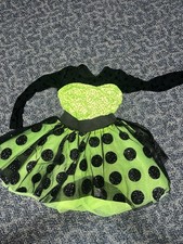 Girls Dance Costume Weissman Small Child Cs Neon Green Black Polka Dot Tutu