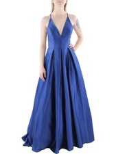 BLONDIE NITES Womens Dress Blue Illusion Strappy Back Bodice Juniors 3