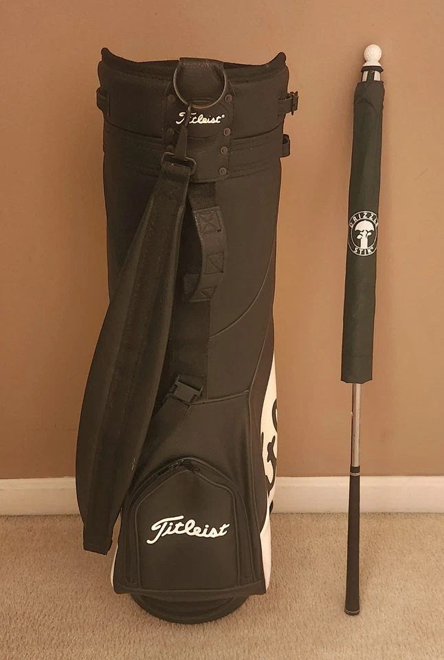Сумка для гольфкара Titleist 3 2 отсека дорожная кожа лицевая черная белая винтажная - Изображение 3 из 4