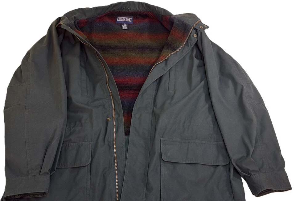 LANDS END 2XL/T 50-52 Men's Wool, Removable Hooded Coat Retail $285 - NWOT - Image 2 of 4