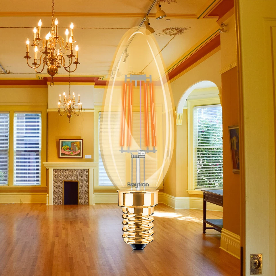 10x Leuchtmittel E14 Filament Kerze LED 4W 360 Lumen bernstein dimmbar warmweiß - Bild 4 von 4