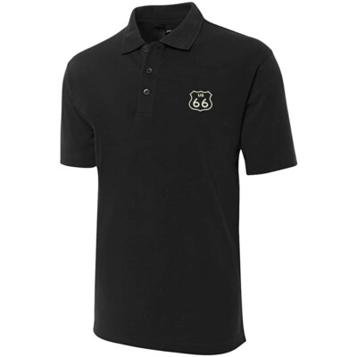 Route 66 Highway Embroidered Short Sleeve Polo Shirts Classic Men's Polo Shirt