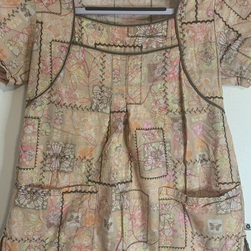 Cherokee Studio Pink Butterfly Square Neck Scrub Top Medical Uniform Small - Picture 4 of 8
