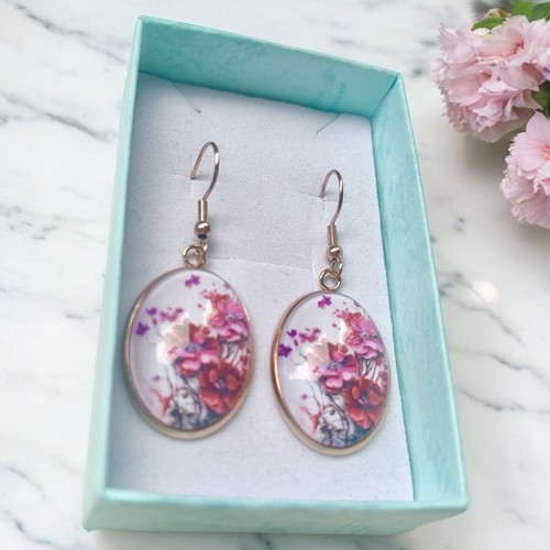 Ohrringe Ohrhänger Blumen roségold Edelstahl Geschenk Für Freundin Damen Mädchen - Bild 3 von 6