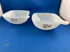 Crown PYREX Bowl With Handle White Floral Glass Oven Ware Ramekin Dish O-RS-12 L
