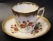 Vintage Royal Dover Fine Bone China Tea Cup & Saucer Chintz Rose/flowers   Gold