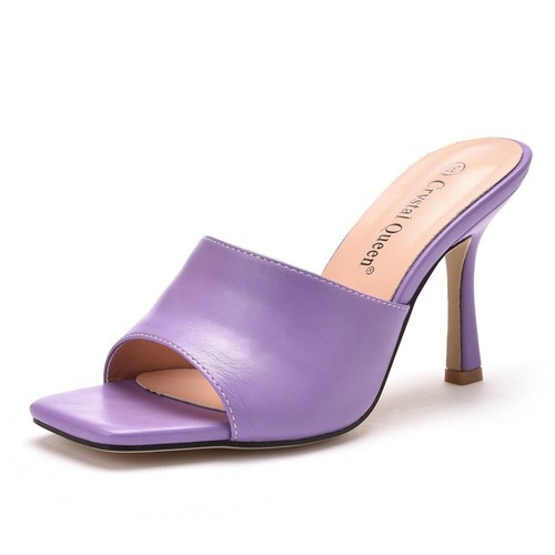 Damen Peep toe 9cm Heels Sandalen Hausschuhe Kunstleder Damenschuhe Slip-On FT09 - Bild 27 von 30