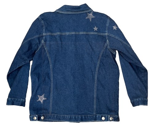 Vintage The Quacker Factory Denim Jean Jacket Star Embellishment Rhinestones Med - Picture 9 of 11