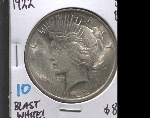 1922-Peace Dollar- BU- Blast White