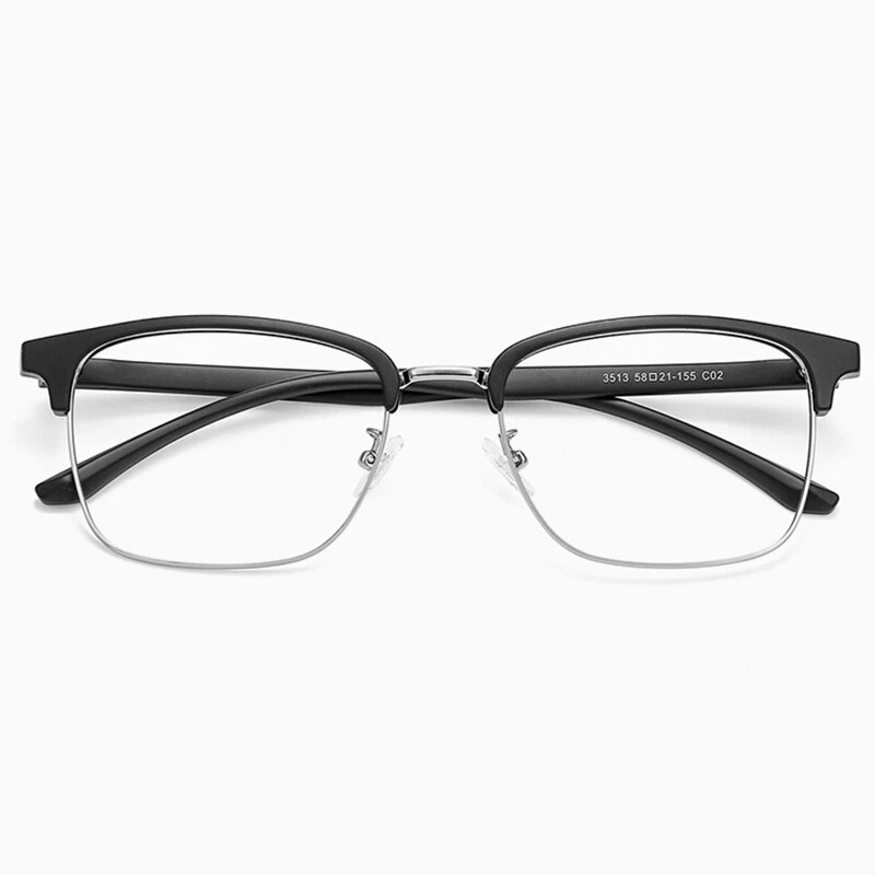 Black-Rose Gold Wide Browline Classic Square Eyeglasses