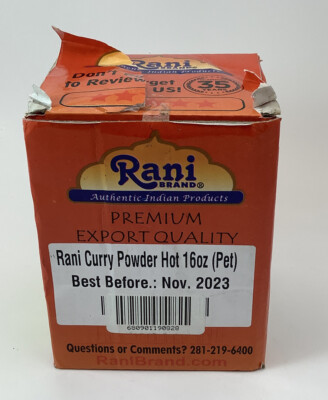 Rani Curry Powder Hot Natural 11-Spice Blend 1lb (16oz) Salt Free Vegan 