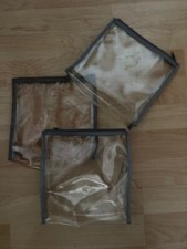 3 transparente Taschen für Reisen mit grauen Borten & grauen Reißverschlüssen 7,5 x 7,5 Zoll