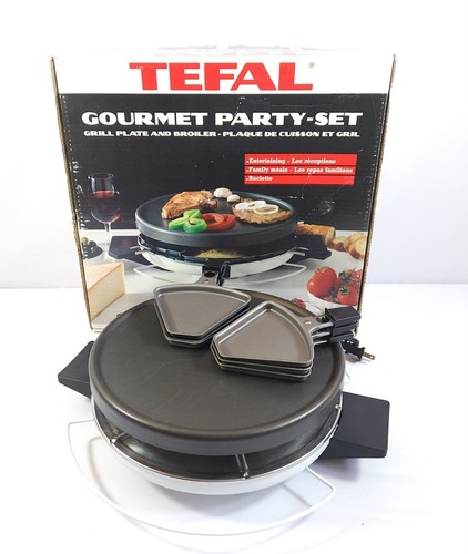 Vtg T-FAL Tefal White Raclette Grill Plate & Broiler in Box, Made in France