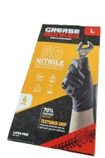 Grease Monkey Gorilla Grip Nitrile Gloves, Box of 50 Size Large Black Disposable