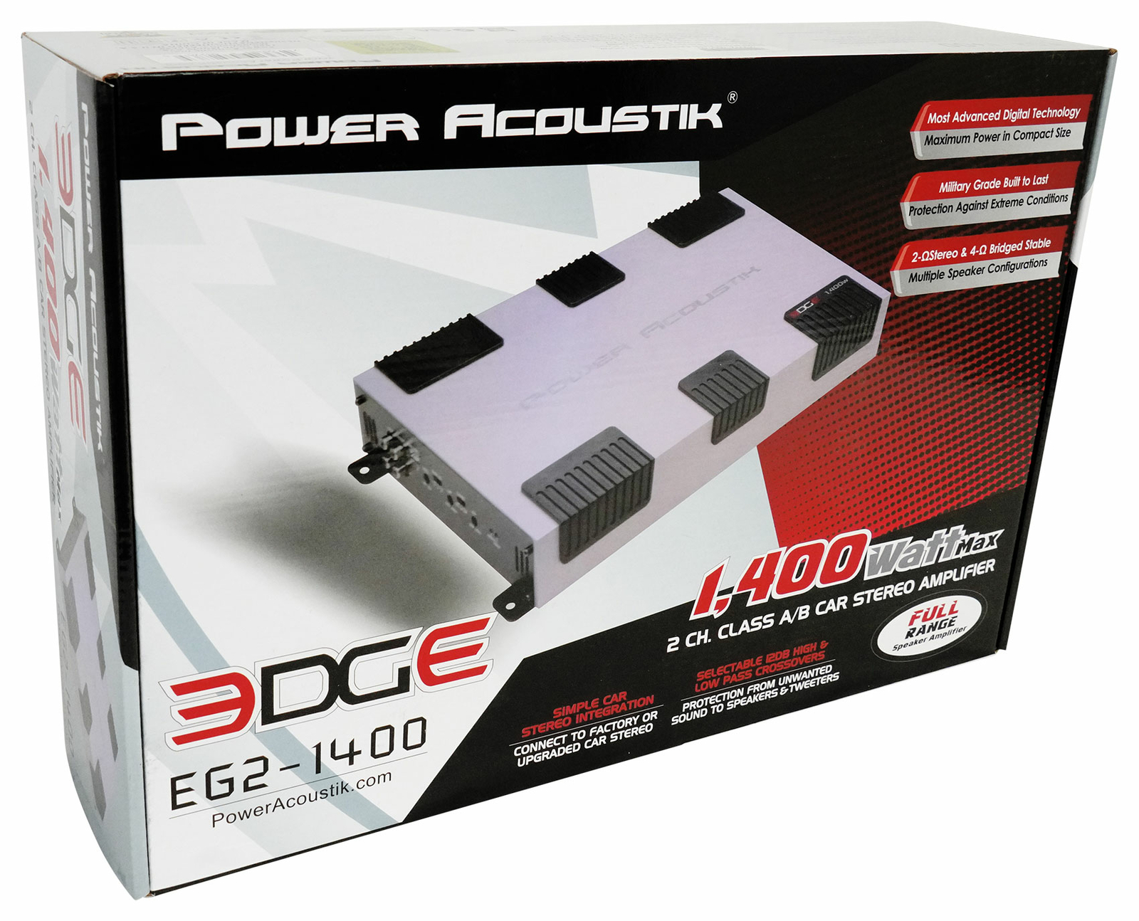 Power Acoustik EG2-1400 1400 Вт 2-канальный автомобильный аудиоусилитель класса AB Комплект усилителей