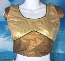 Designer Gold Copper CHOLI 30" Bust SARI BLOUSE Indian Saree Bollywood Top S