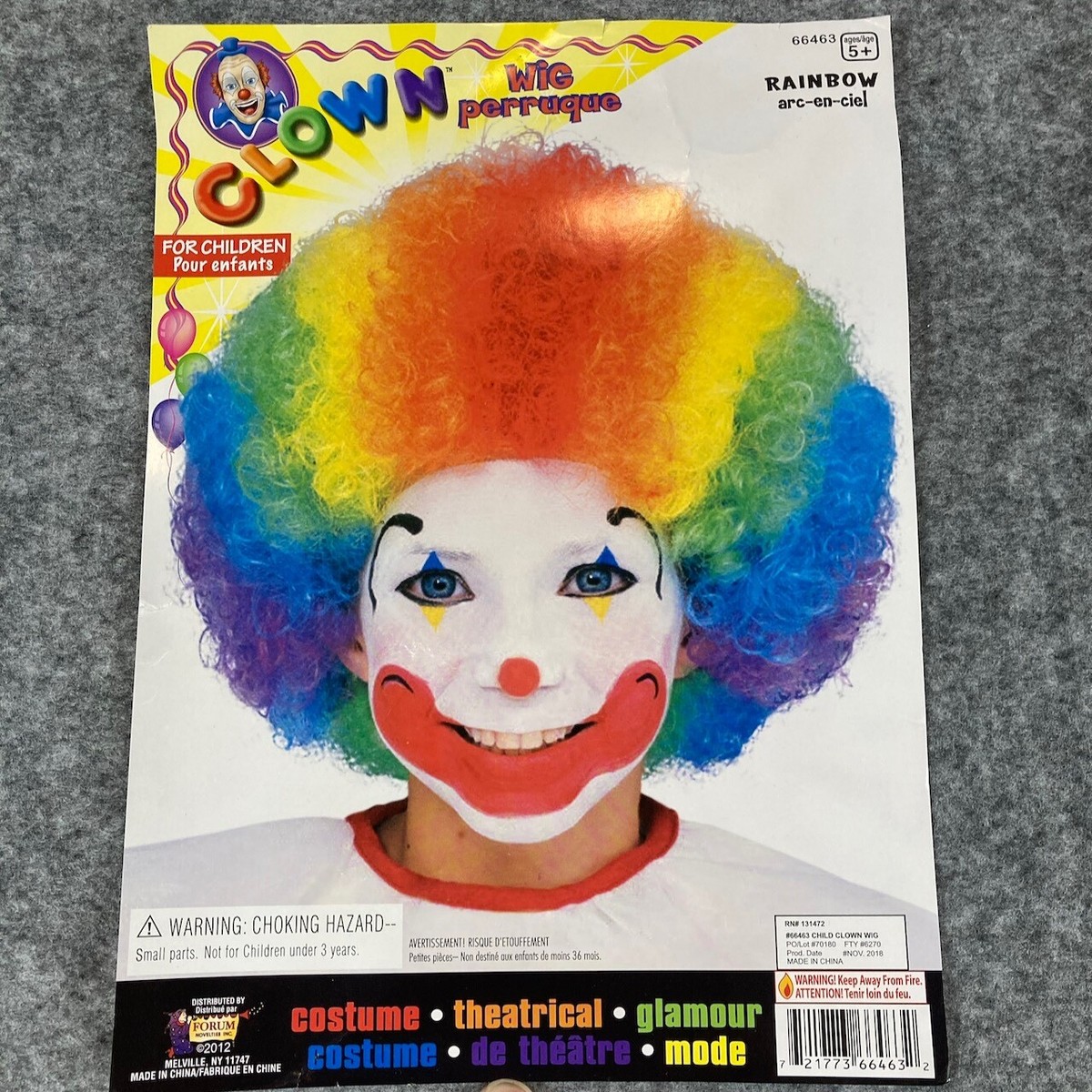 H.K様 Clown Costume Complete w/ Shoes and Wig - Halloween - Size Youth