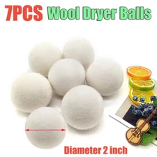 7 Wool Dryer Balls Organic Home Wool Natural Laundry Fabric Softener Antistatic