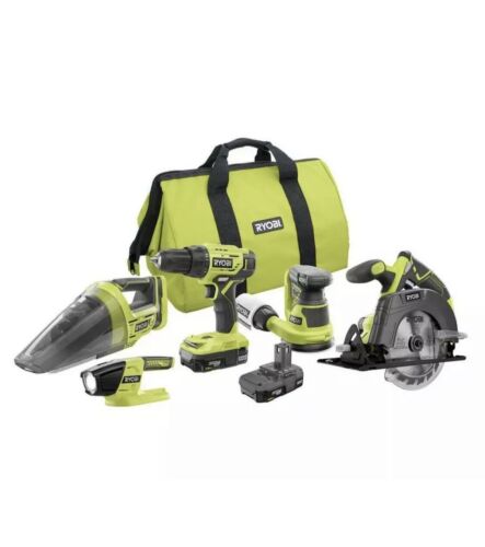 Ryobi 18V ONE+ Li-Ion Cordless 5-Tool Combo Kit with 2 Batteries + BAG*NEW* - Picture 1 of 12