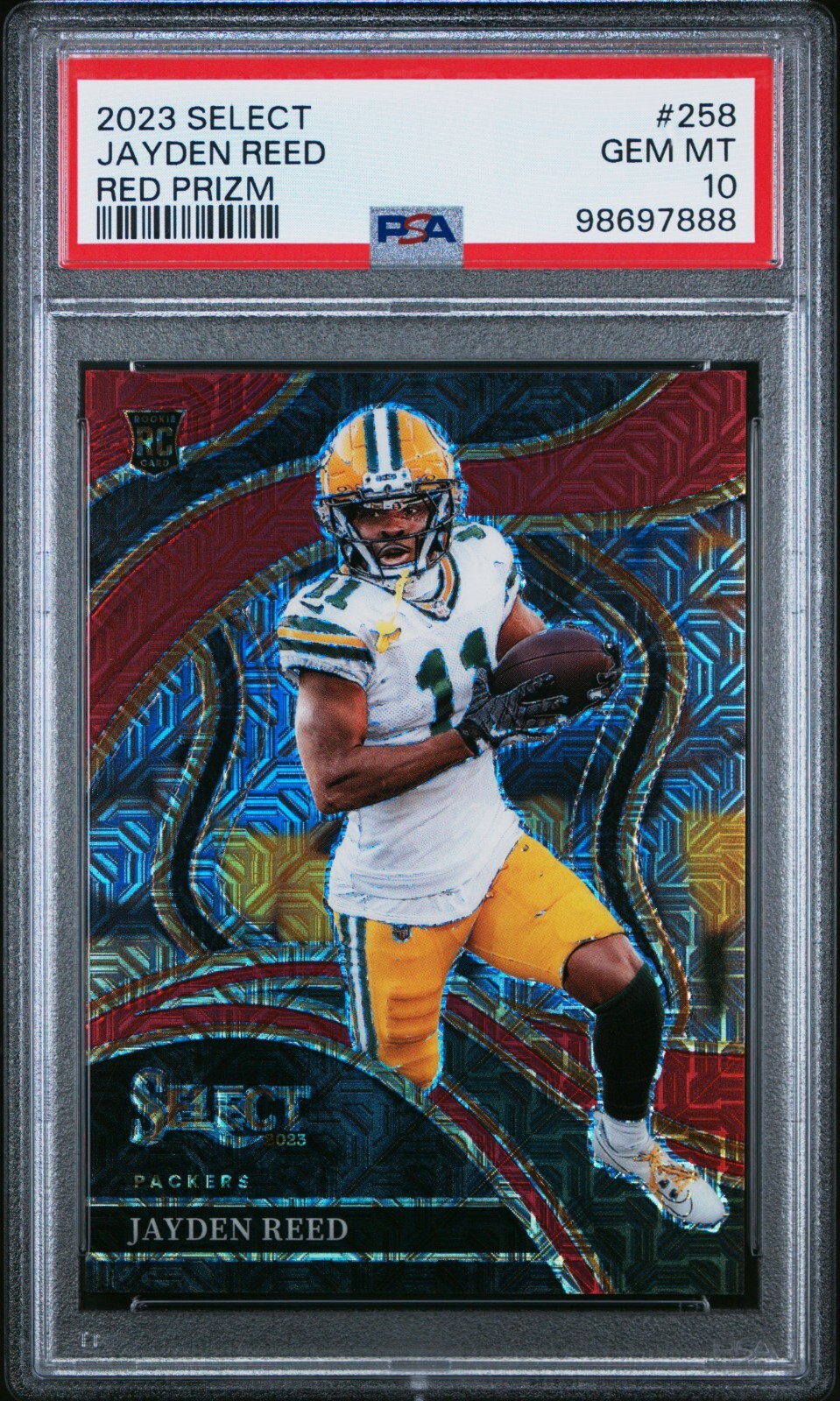 2023 PANINI SELECT JAYDEN REED RED PRIZM RC ROOKIE #/49 #258 PSA 10 GEM MINT