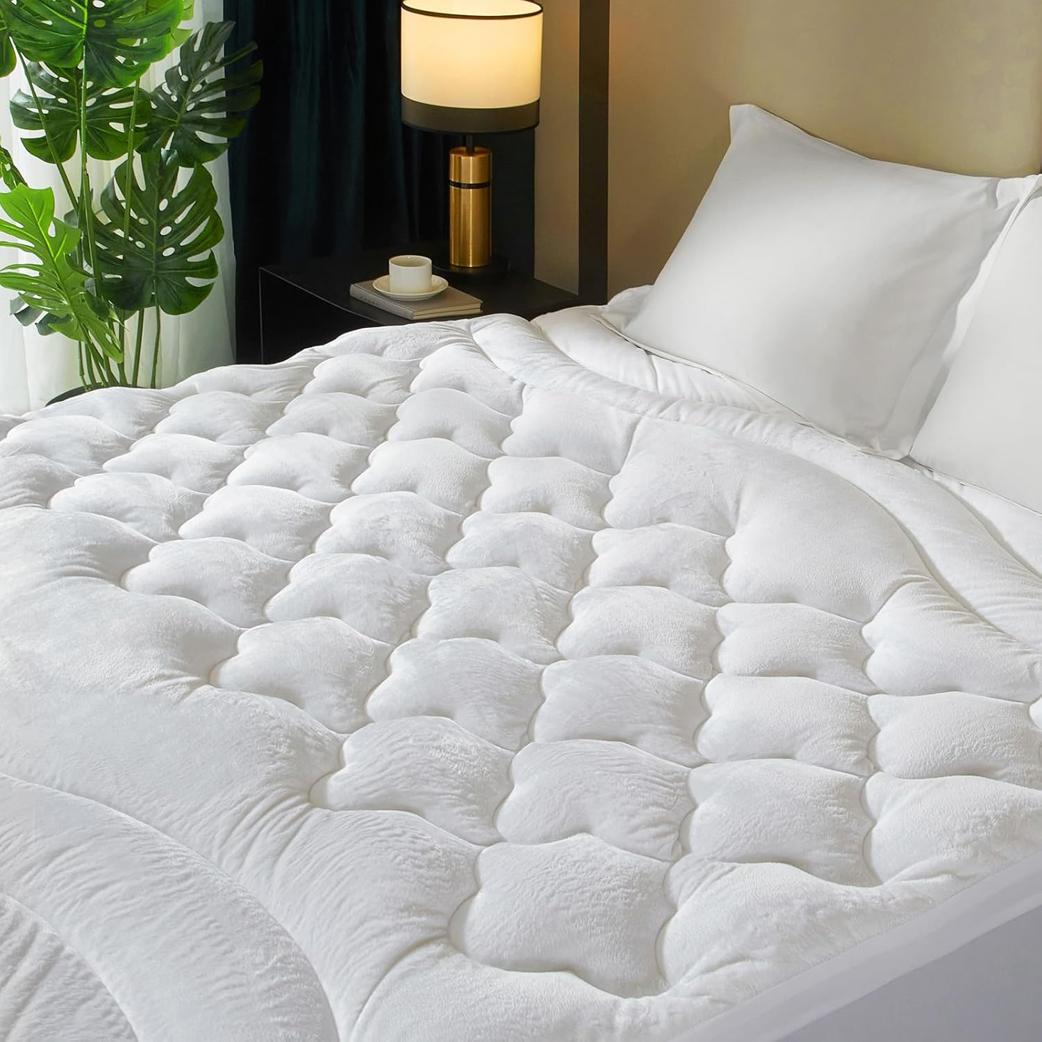 Pillow Top Mattress Topper King for Back Pain Extra Thick Velvet Plush Mattress