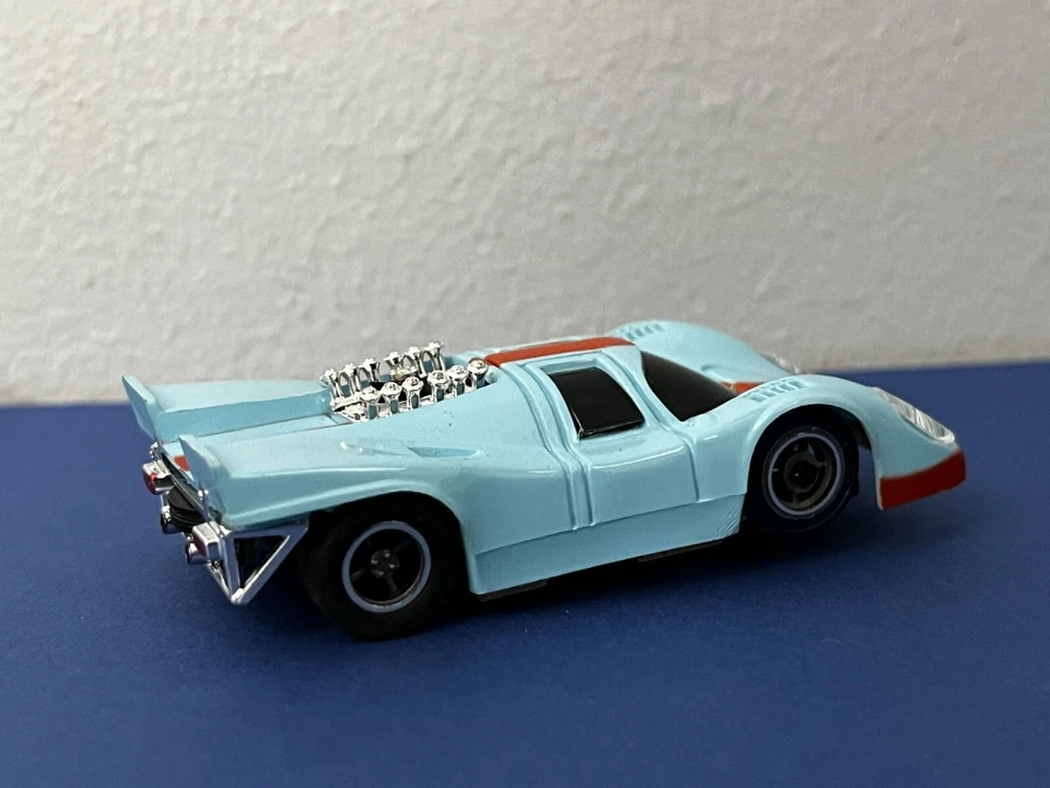 Vintage Tyco Pro Gulf Porsche 917 Slot Race Car HO Blue Orange W/O Decals IN BOX - Image 4 of 4