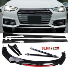 Front Bumper Lip Splitter Spoiler Side Skirt Bod Kit For Mitsubishi Lancer