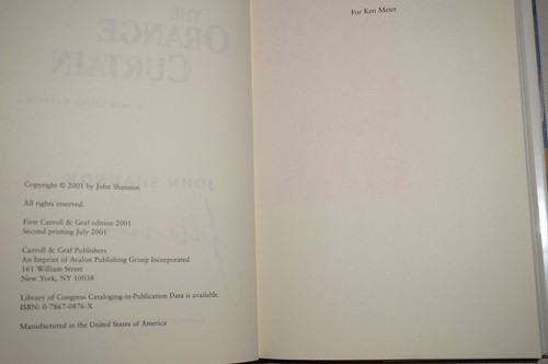 John Shannon ORANGE CURTAIN Jake Liffey Mystery 1st Edition/2nd Print 2001 HC/DJ - Imagen 5 de 5