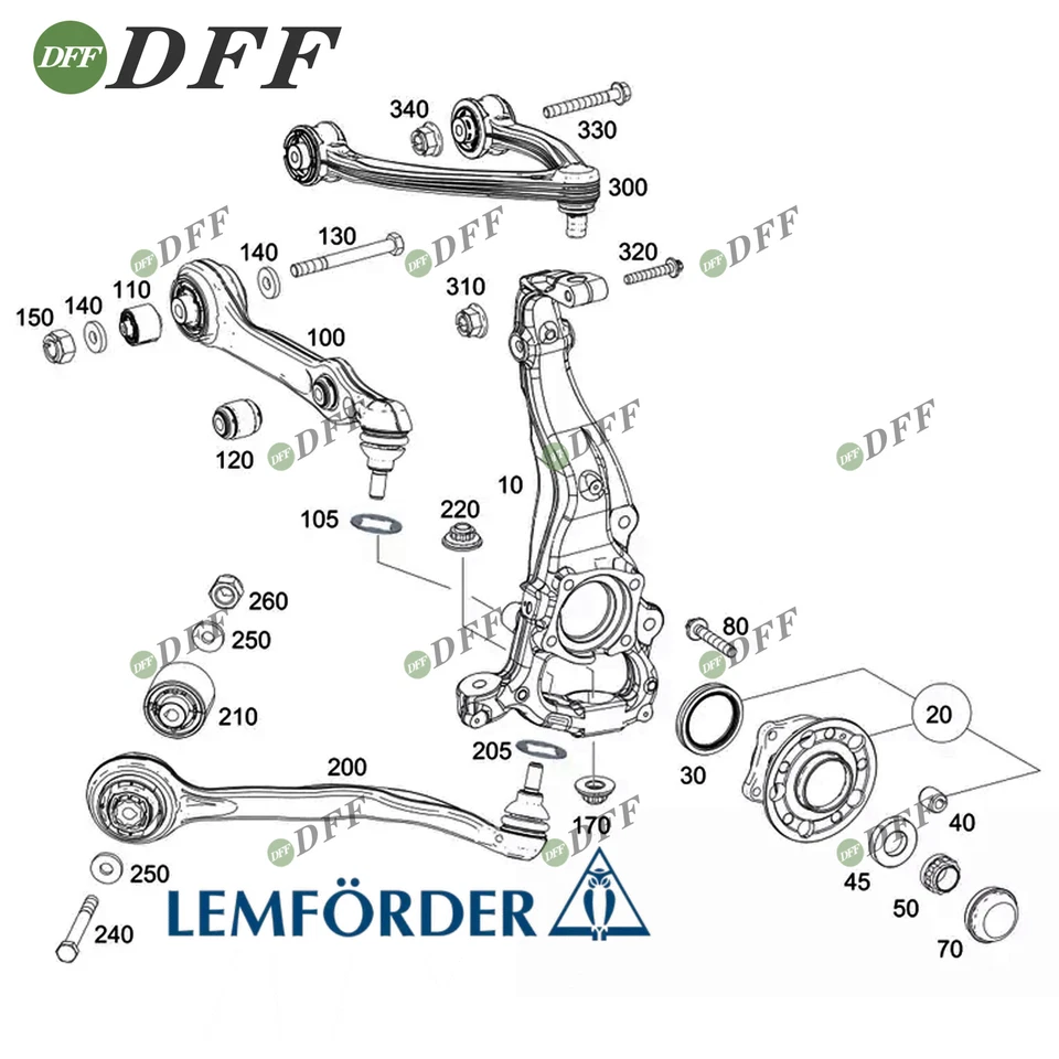 Brazo de control delantero L LEMQUIRE para MercedesBenz W222 S550 S650 S63 AMG 2223302301 Foto 3 de 4