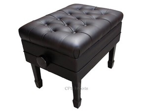 GENUINE LEATHER  ADJUSTABLE PIANO BENCH/STOOL- EBONY OPENED ITEM