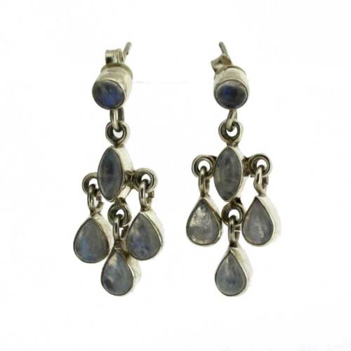 Dangle Moonstone Earrings Chandelier Sterling Silver Post Pierced - Picture 1 of 1