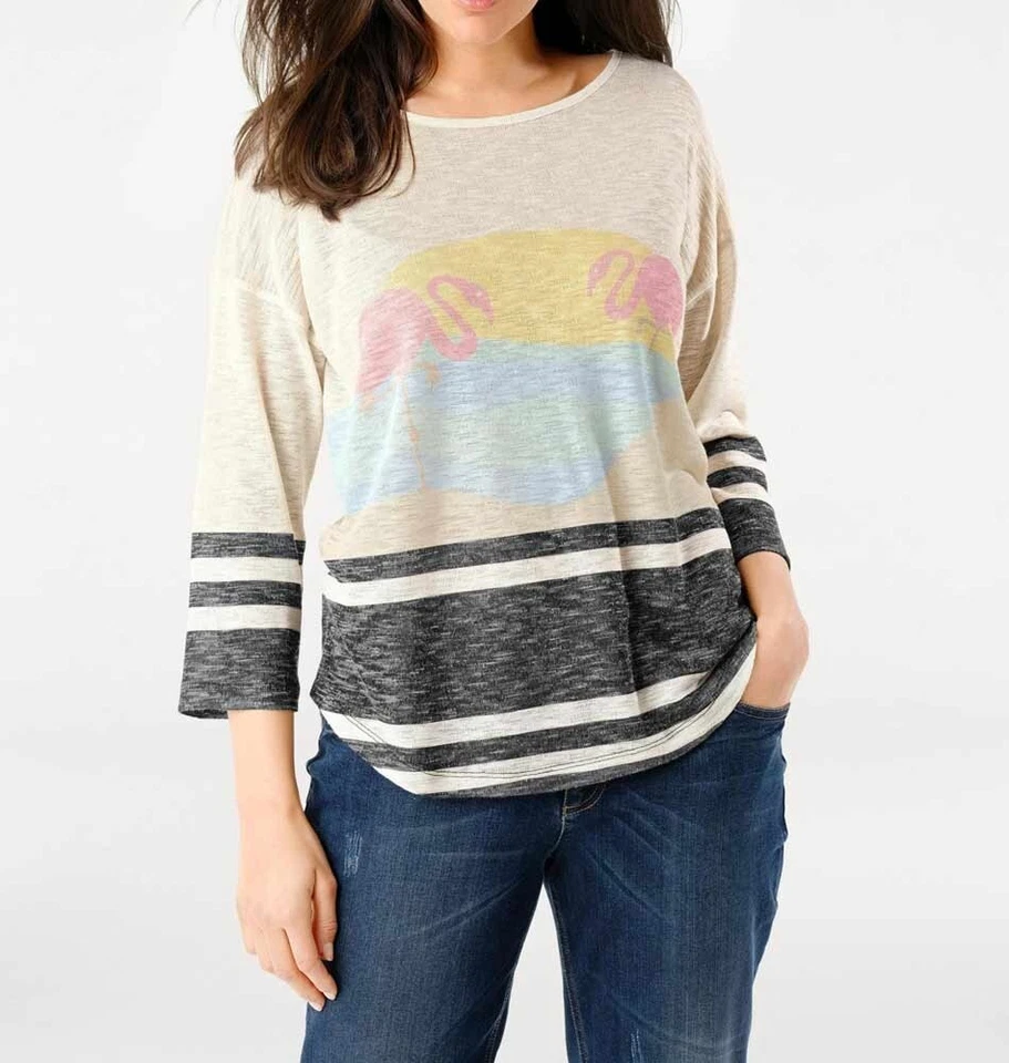 NEU Übergröße schicker Damen Feinstrick Druck Pullover mit 3/4 Armelänge Gr. 48 - Bild 3 von 4