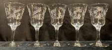 Etched Leaf Wine Glasses Stemware 5oz Set of ...