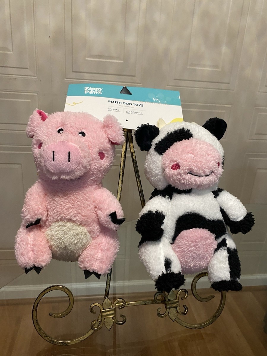 NEW Zippy Paws Set /2 Very Solf Dog Toy Pig 🐷 9” & Cow 🐮 9