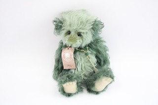 Charlie Bear Minimo Mushy Pea Green Jointed With Tags Necklace 22CM