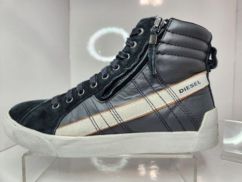 DIESEL D-String Plus - Mens US 8.5 - High Top Zip Up - Black Suede Grey Leather - Picture 4 of 12