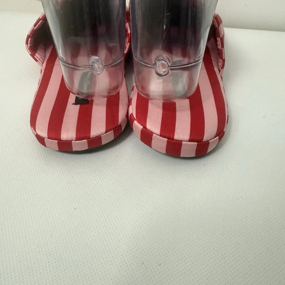 Zapatillas de satén Victorias Secret con lazo para mujer grandes sedosas rojas rosas lentejuelas a rayas Foto 3 de 4