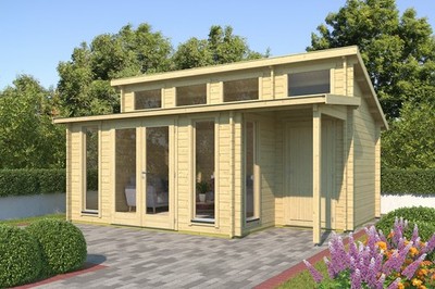 Topgarden Gartenhaus SASKIA PLUS ISO 560x416cm 44mm Doppelnut, inkl. Boden