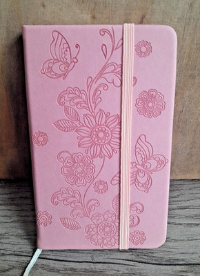 Notizbuch Tagebuch Kladde A6 Kariert Klein Rosa Frühling Blumen Motiv Geprägt