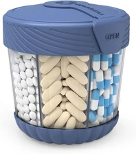 Large Pill Dispenser, Portable Pill Bottle Organizer for 7 Vitamins, Anti-Mix Su