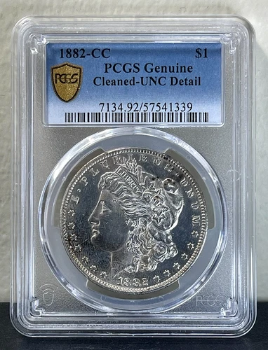 1882-CC Morgan Silver Dollar PCGS UNC Details-Proof Like Details! Gold Shield!