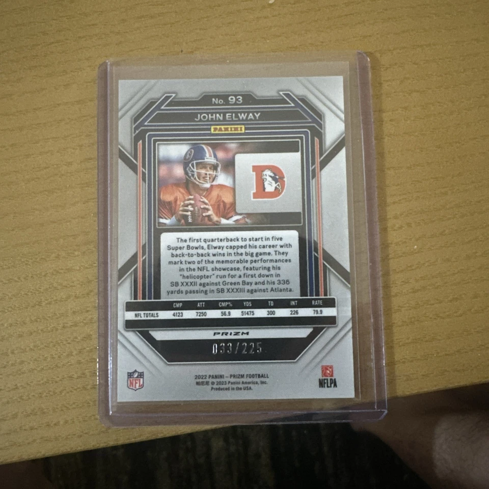 Panini Prizm #93 2022 John Elway púrpura hielo agrietado, 33/225 Foto 2 de 2