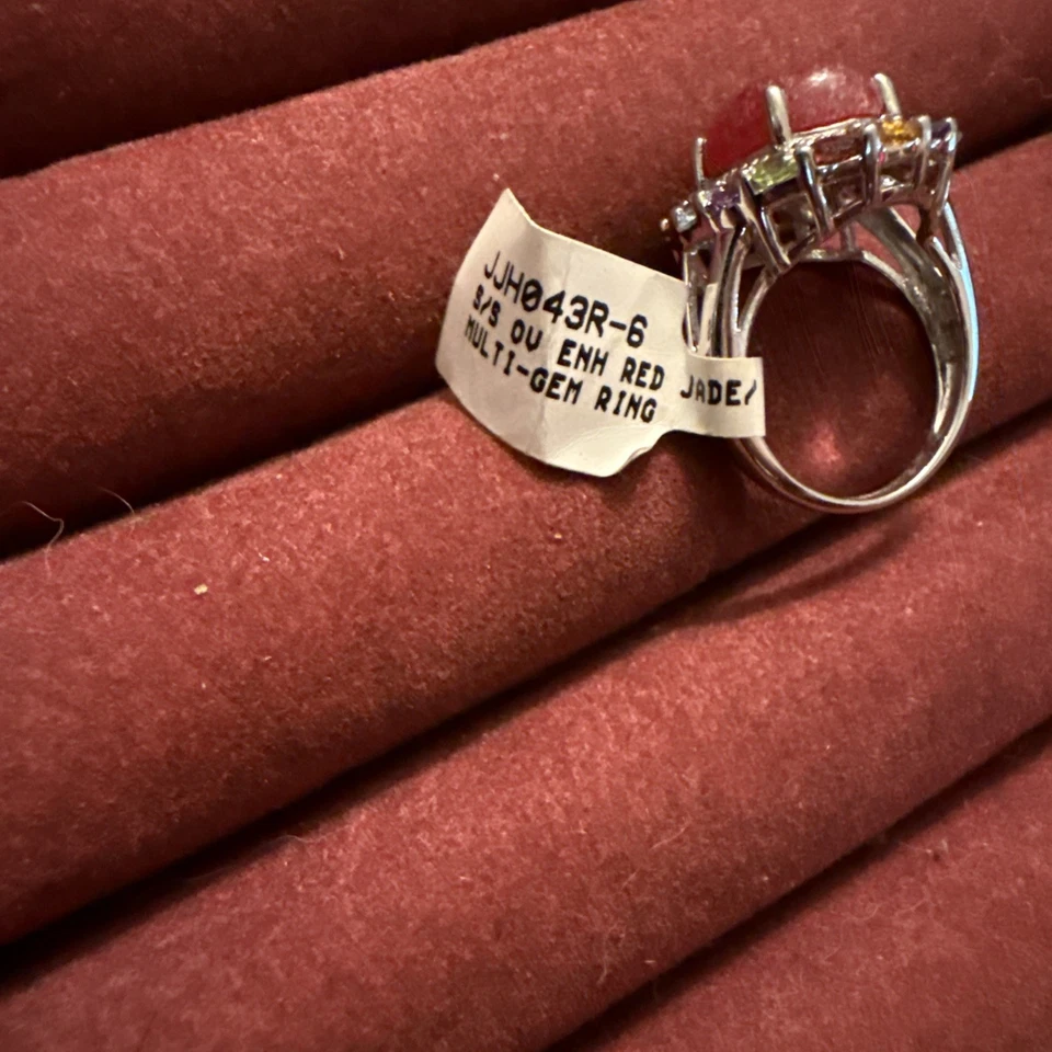 ANILLO PLATA ESTERLINA JADE Y MÚLTIPLES PIEDRAS PRECIOSAS Foto 4 de 4