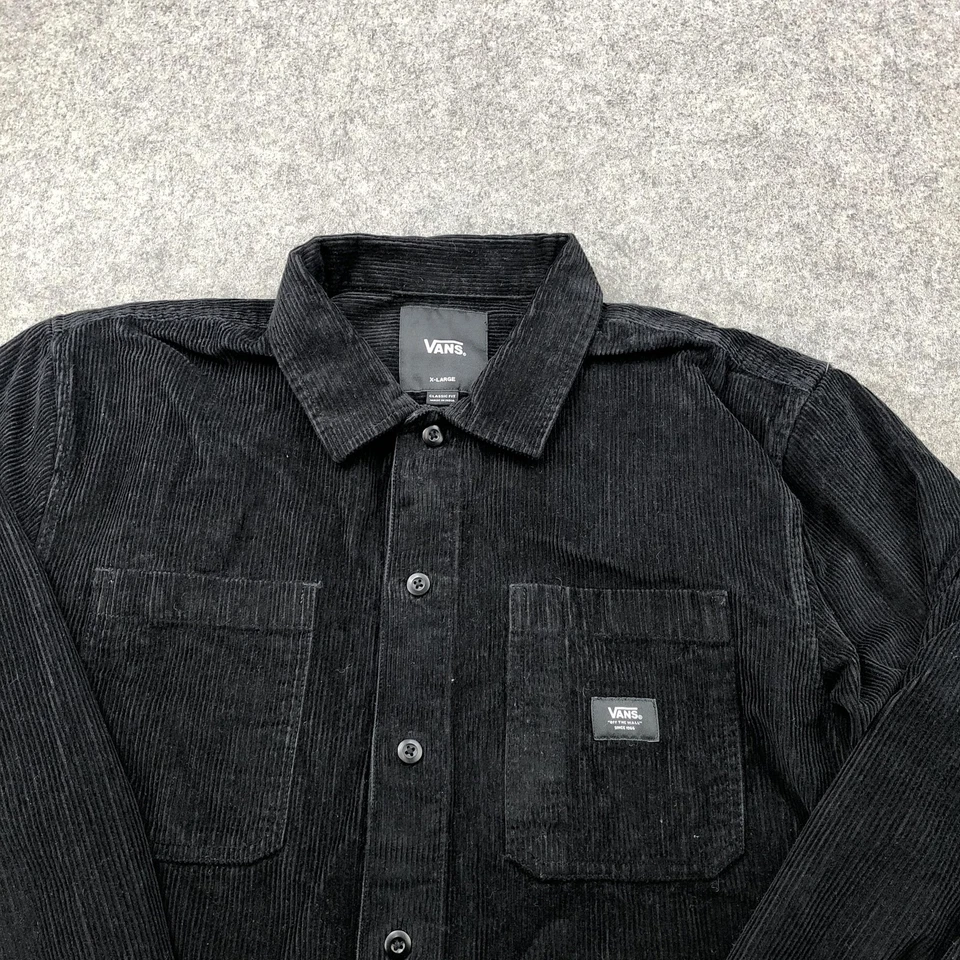 Vans Shirt Mens XL Black Corduroy Classic Fit Button Up Long Sleeve Workwear - Image 4 of 4