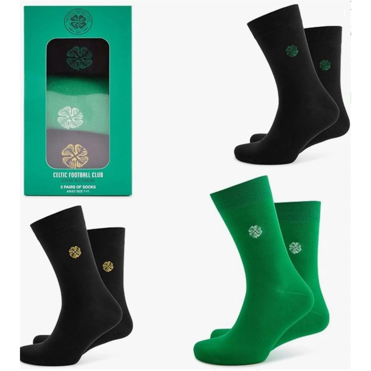 Celtic Fc 3 Pack Dress Sock Set - Size 7 - 11, Socks, Sports, Gift - Uk 7 - 11 - Image 2