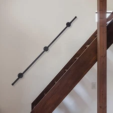 5 FT Iron Handrail for Steps Stair Railing Hand Rail Kit Black Outdoor Indoor