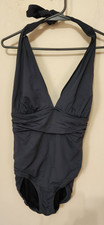 Lands End One Piece Swimsuit Halter Neck Womens Size 10 Black