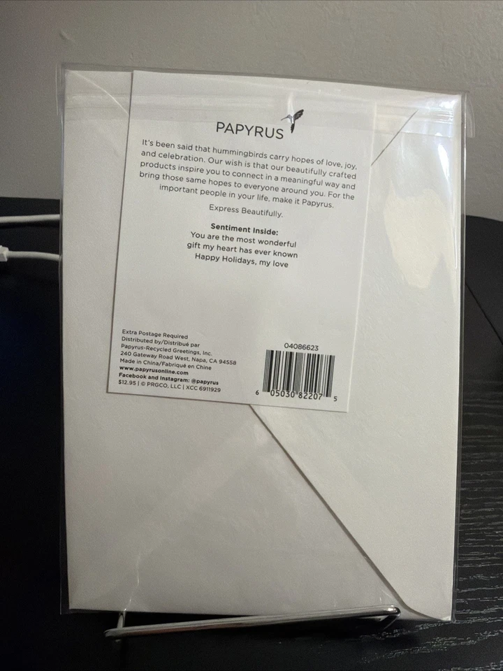 PAPYRUS WOOD CARVED FEATHERS BIRD OWL CHRISTMAS CARD HANG ME ON THINGS  ORNAMENT - Image 2 of 2