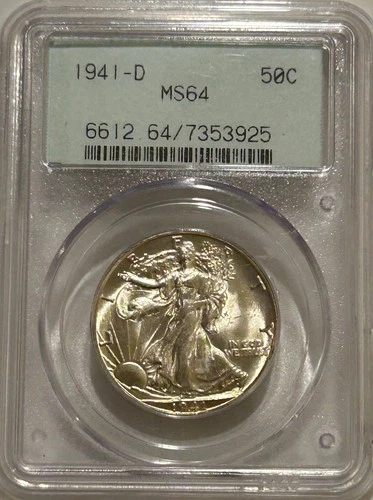 1941 D Walking Liberty Silver Half Dollar PCGS MS64 OGH 2nd Generation